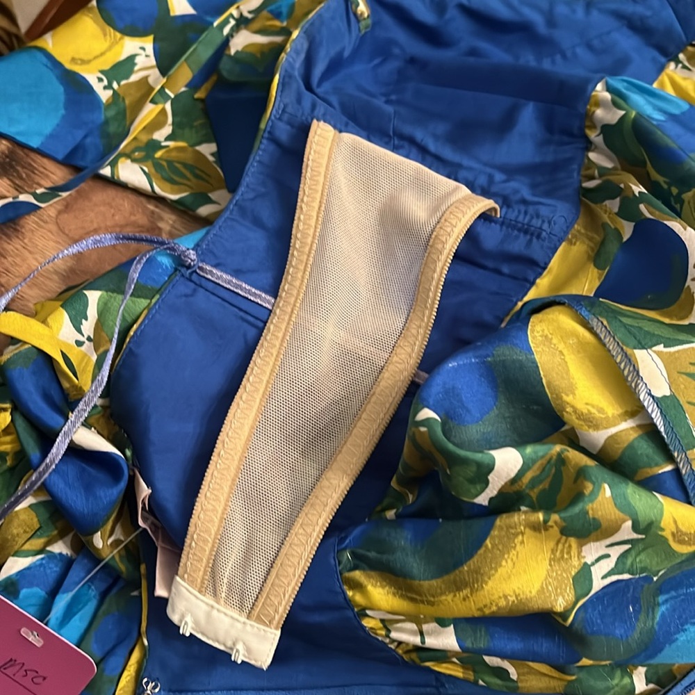 Rebecca Taylor Royal Blue green and olive color Silk Dress size 6 - Picture 16 of 16
